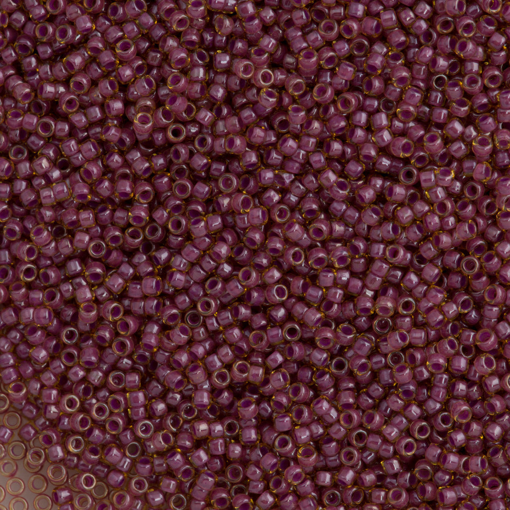 Toho Round Seed Bead 15/0 Inside Color Lined Dusty Mauve Amber 2.5-inch Tube (960)