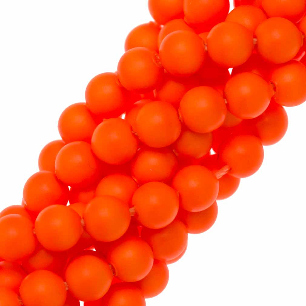 100 TRUE CRYSTAL 4mm Round Neon Orange Pearl Beads
