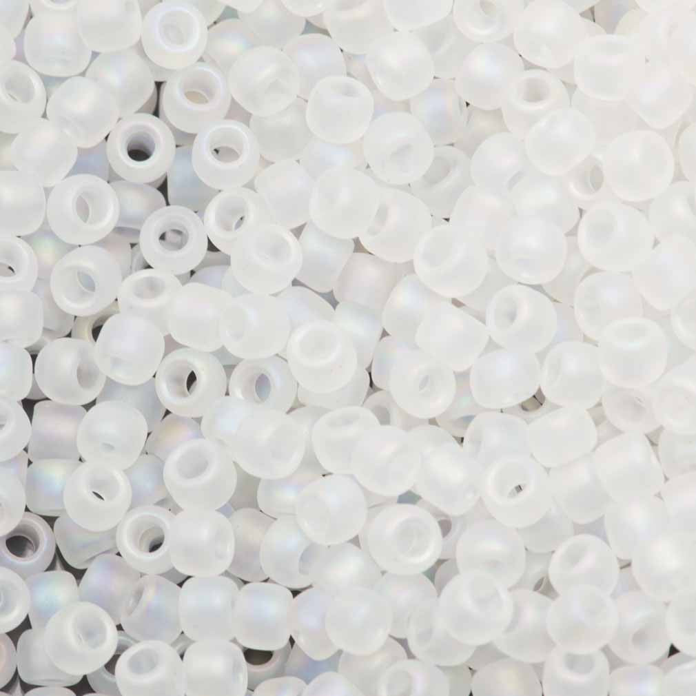 Toho Round Seed Beads 6/0 Transparent Matte Crystal AB 5.5-inch tube (161F)