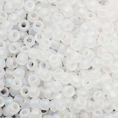50g Toho Round Seed Beads 6/0 Transparent Matte Crystal AB (161F)