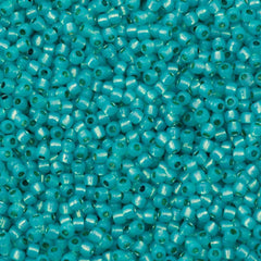 50g Toho Round Seed Bead 11/0 PermaFinish Silver Lined Milky Teal (2104PF)