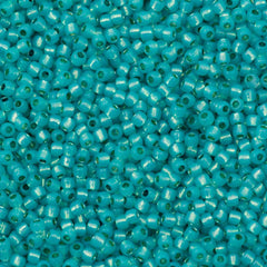 Toho Round Seed Bead 11/0 PermaFinish Silver Lined Milky Teal 2.5-inch Tube (2104PF)