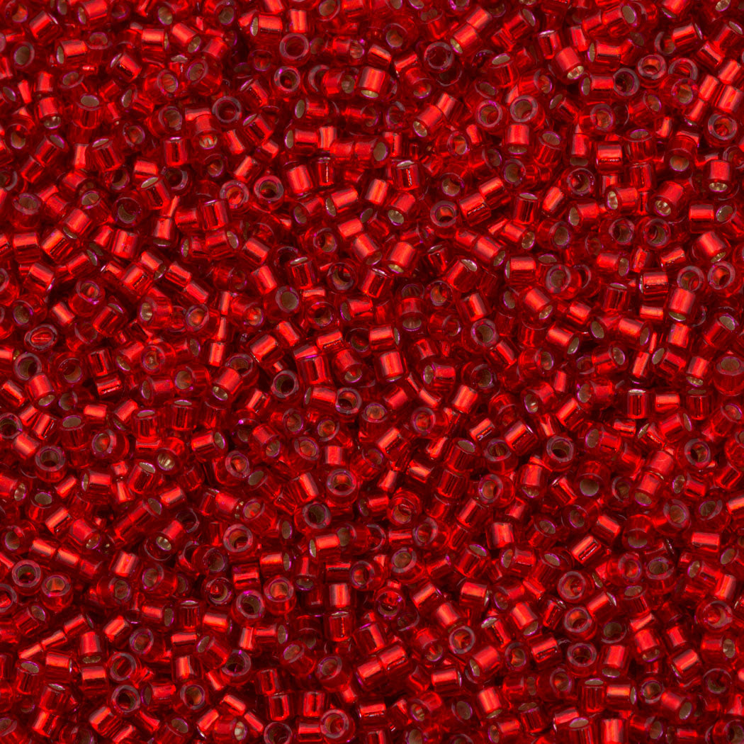 Miyuki Delica Seed Bead 10/0 Silver Lined Dyed Christmas Red 7g Tube D
