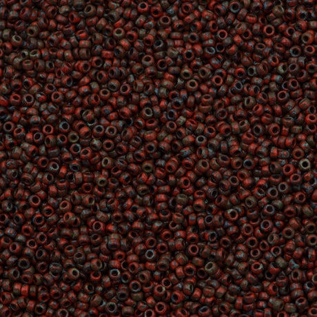 Miyuki Round Seed Bead 15/0 Opaque Red Picasso 2-inch Tube (4513)