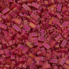Miyuki Half Tila Seed Bead Opaque Matte Dark Red AB 7.5g Tube (408FR)