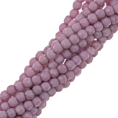 100 Czech Fire Polished 2mm Round Bead Opaque Lilac Luster (14415P)