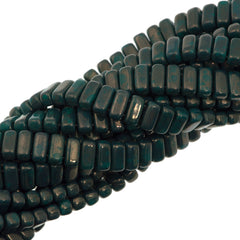 50 CzechMates 3x6mm Two Hole Brick Beads Dark Turquoise Moon Dust (63150MD)