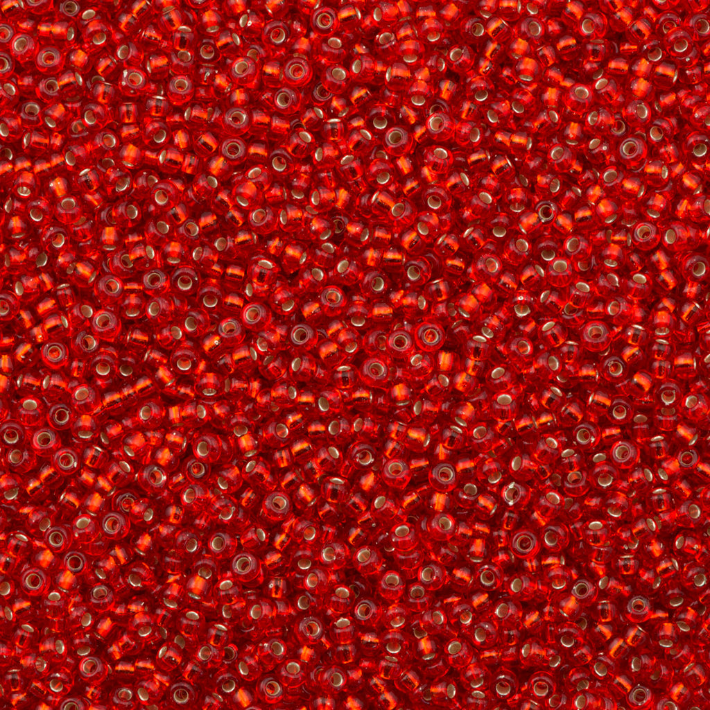 50g Miyuki Round Seed Bead 11/0 Silver lined Red (10)