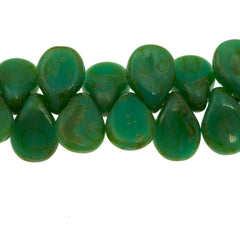 65 Preciosa Pip Opaque Turquoise Travertin Beads (63130TV)