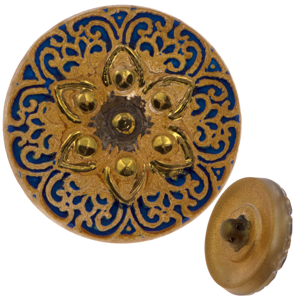 Czech 18mm Golden Arabic Star Glass Button
