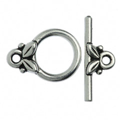 TierraCast Antique Silver Plated Pewter Leaf Toggle Clasp