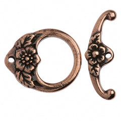 TierraCast Antique Copper Plated Pewter Floral Toggle Clasp