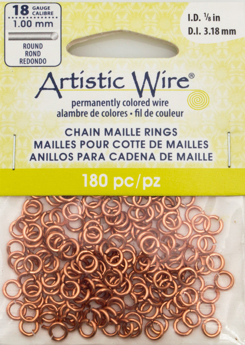 Artistic Wire Copper 5.25mm Jump Ring 180pc 18 ga, I.D. 3.18mm | Aura ...