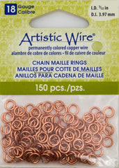 Artistic Wire Copper 6.2mm Jump Ring 150pc 18 ga, I.D. 3.97mm