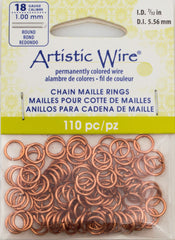 Artistic Wire Copper 7.7mm Jump Ring 110pc 18 ga, I.D. 5.56mm