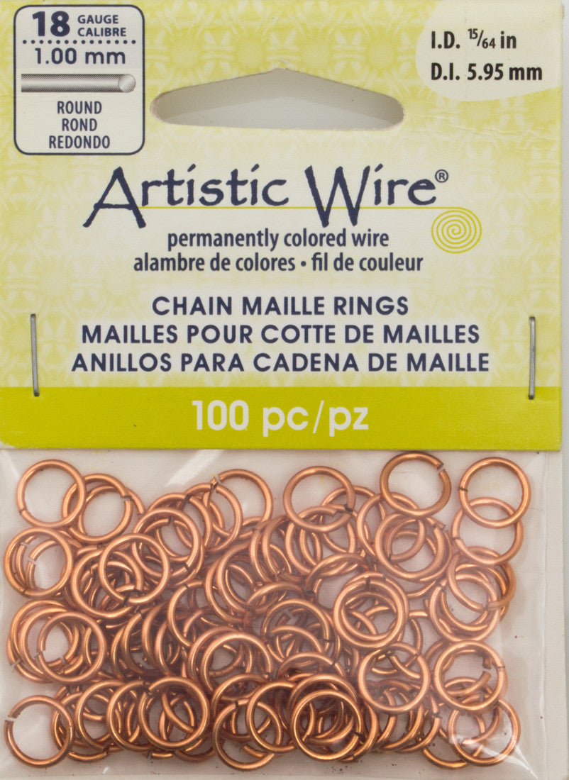 Artistic Wire Copper 8.1mm Jump Ring 100pc 18 ga, I.D. 5.95mm
