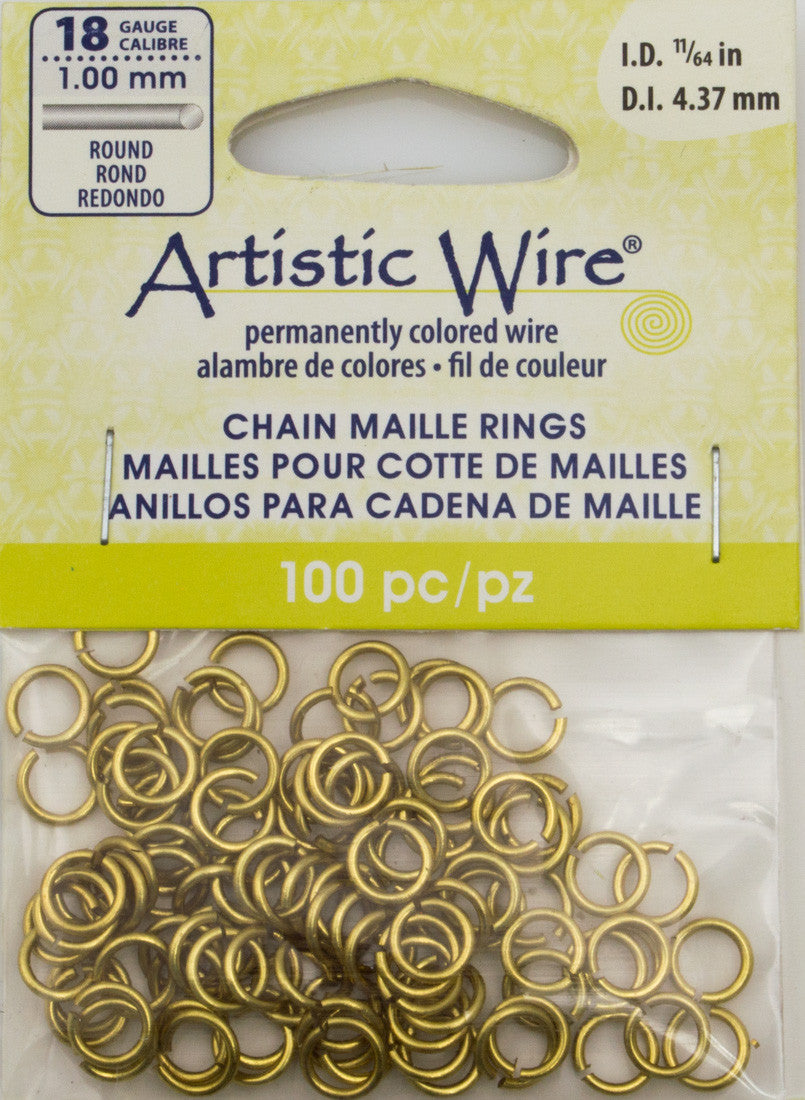 Artistic Wire Chain Maille Jump Rings 18 Ga. 11/64 in. Brass 100 Pc.