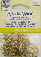 Artistic Wire Non Tarnish Brass 6.6mm Jump Ring 100pc 18 ga, I.D. 4.37mm