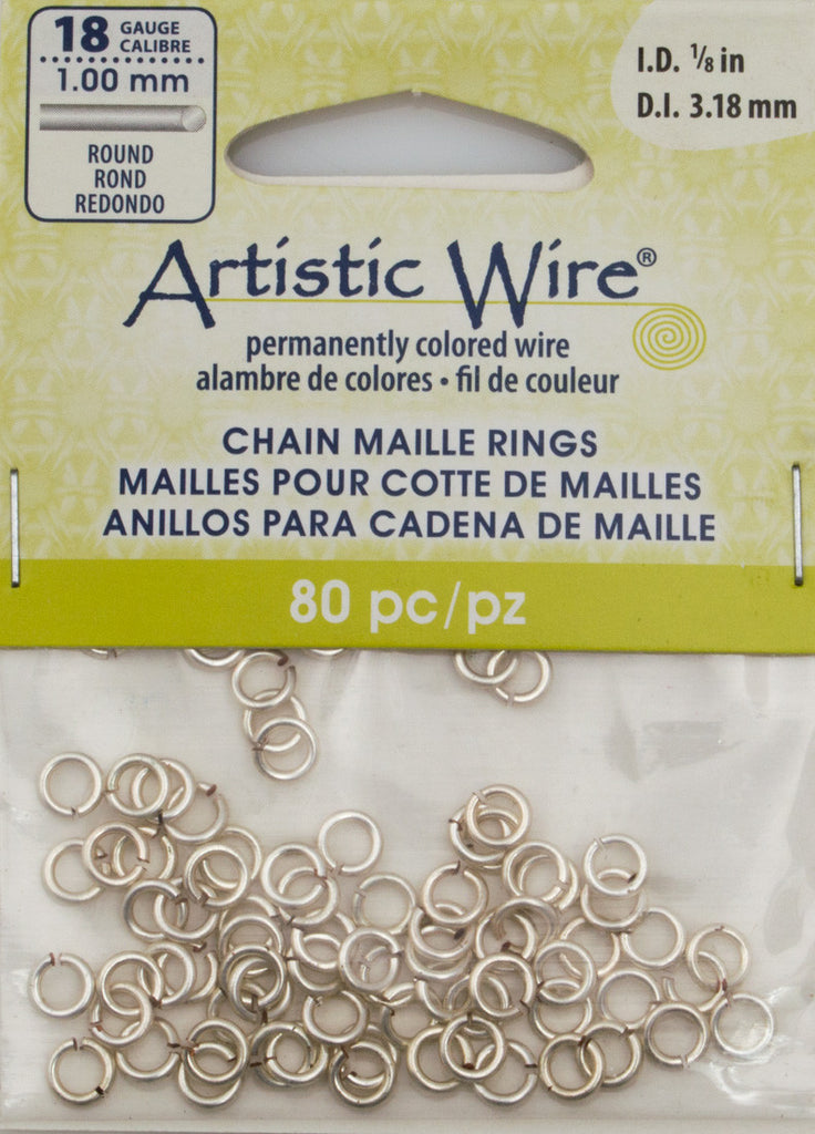 Artistic Wire Silver Plated 5.25mm Jump Ring 80pc 18 ga, I.D. 3.18mm