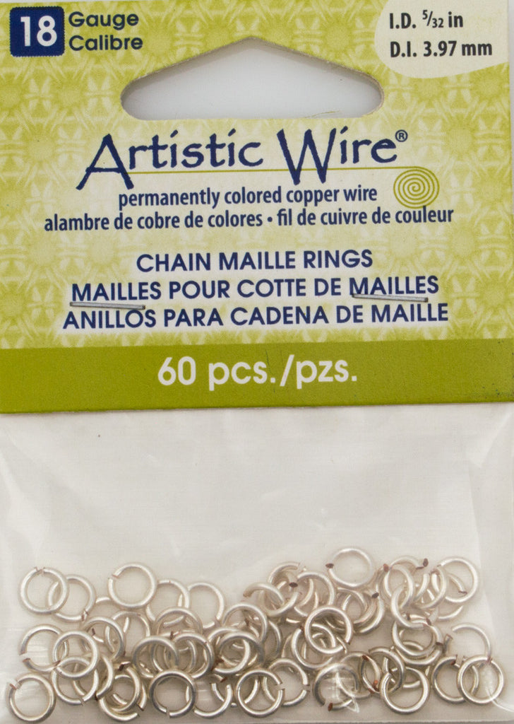 Artistic Wire Silver Plated 6.2mm Jump Ring 60pc 18 ga, I.D. 3.97mm