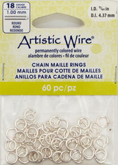 Artistic Wire Silver Plated 6.6mm Jump Ring 60pc 18 ga, I.D. 4.37mm