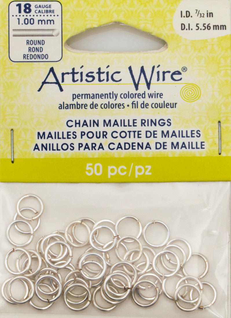 Artistic Wire Silver Plated 7.7mm Jump Ring 50pc 18 ga, I.D. 5.56mm ...