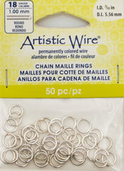 Artistic Wire Silver Plated 7.7mm Jump Ring 50pc 18 ga, I.D. 5.56mm