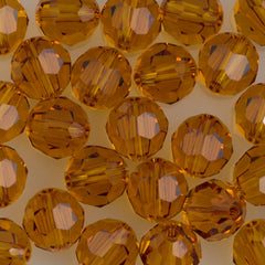 12 TRUE CRYSTAL 8mm Round Bead Topaz (203)