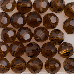 12 TRUE CRYSTAL 8mm Round Bead Smoked Topaz (220)