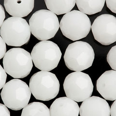 12 TRUE CRYSTAL 8mm Round Bead White Alabaster (281)