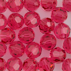 12 TRUE CRYSTAL 8mm Round Bead Indian Pink (289)