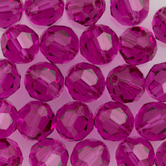 6 TRUE CRYSTAL 10mm Round Bead Fuchsia (502)