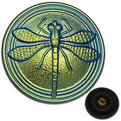 Czech 23mm Metallic Aqua Blue Dragonfly Glass Button