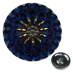 Czech 27mm Crown Glass Button Sapphire Purple