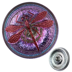 Czech 23mm Dragonfly Glass Button Pink Vitrail