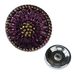 Czech 18mm Daisy Glass Button Dark lilac