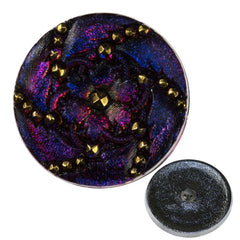 Czech 32mm Hurricane Glass Button Purple Pink Vitrail