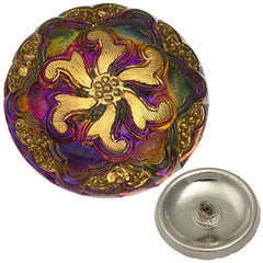 Czech 27mm Purple Middle Flower Volcano Glass Button