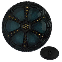 Czech 27mm Dark Montana Wheel Glass Button