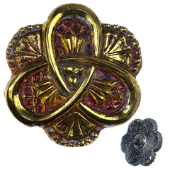 Czech 27mm Flower Knot Glass Button Pink Vitrail