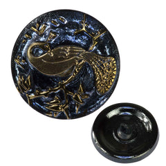 Czech 22mm Peacock Glass Button Sapphire