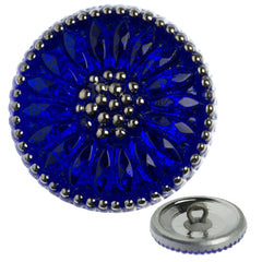 Czech 18mm Cobalt Daisy Glass Button