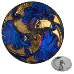 Czech 28mm Sapphire Vitrail Turbine Glass Button