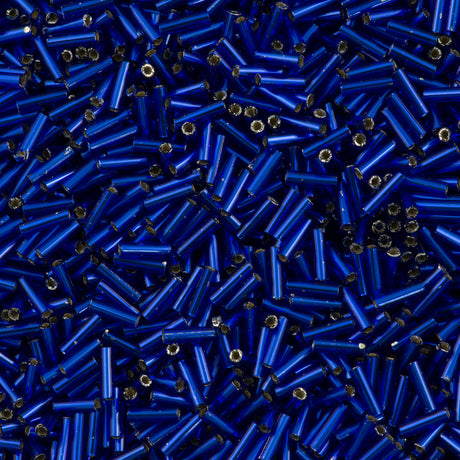Miyuki 6mm Bugle Bead Silver Lined Cobalt Blue 5-inch Tube (48)