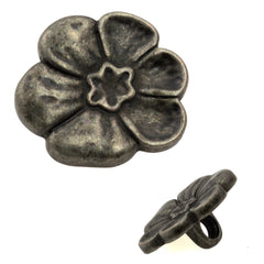 18mm Metal Button Antique Tin Plated Flower Design