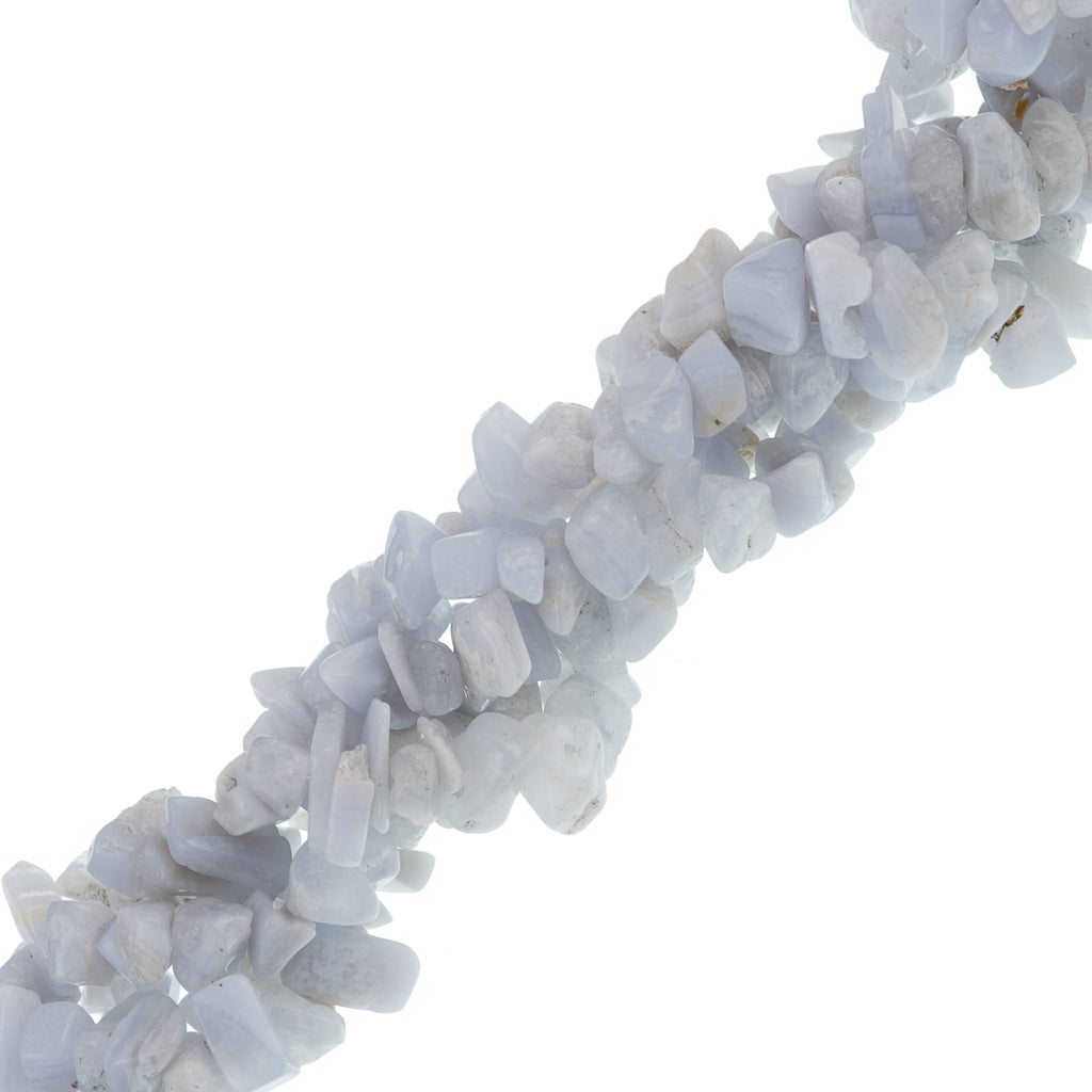 Blue Lace Agate 4-12mm chip beads 34" strand