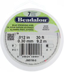 Beadalon 7 Strand White .3mm Beading Wire 30ft-Front