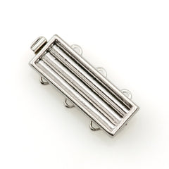 20x7mm Three Strand Delica Silver Plated Clasp