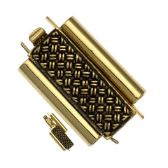 10x18mm Cross Hatch Antique Gold Plated Beadslide Clasp