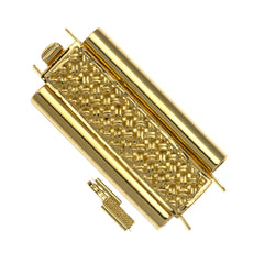 10x24mm Cross Hatch Gold Plated Beadslide Clasp